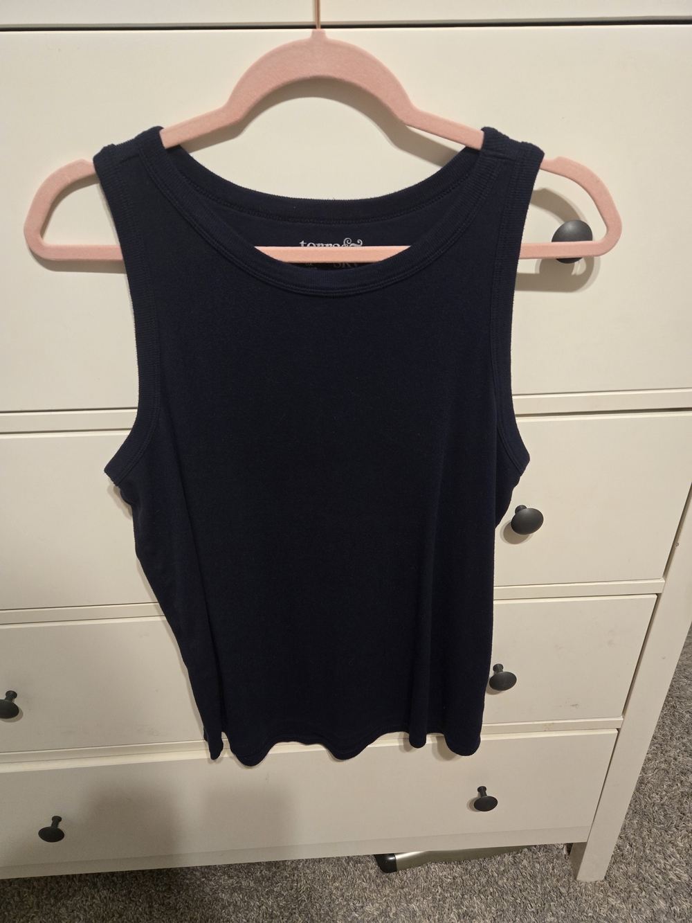 Terra & Sky Navy Ribbed Tank Top 0X-14W